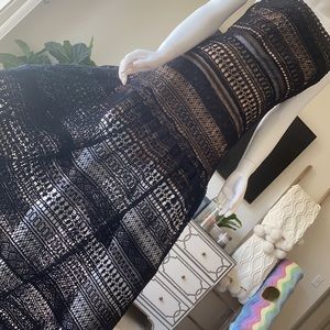 NWT - Luxxel Black lace drop waist strapless dress (L)